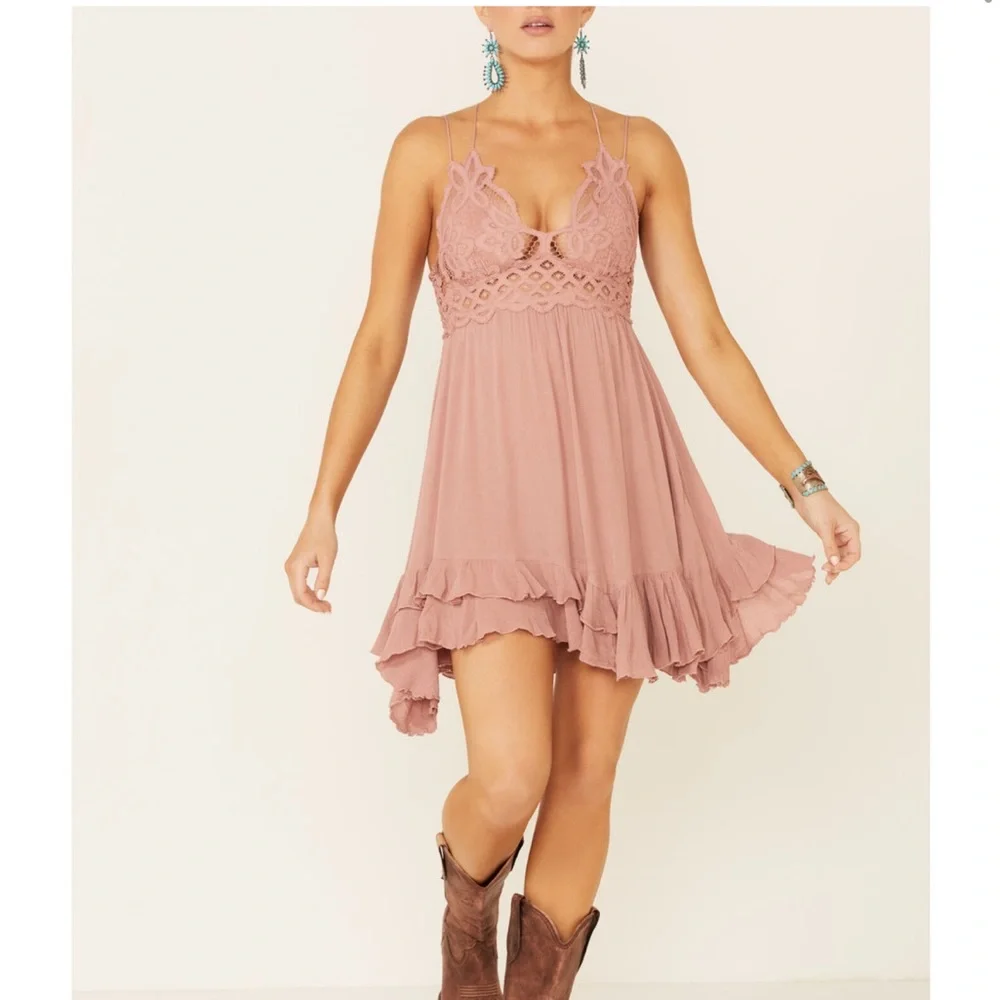 NWT Free People Adella Dress in Rose Size S and M - Picture 2 of 13